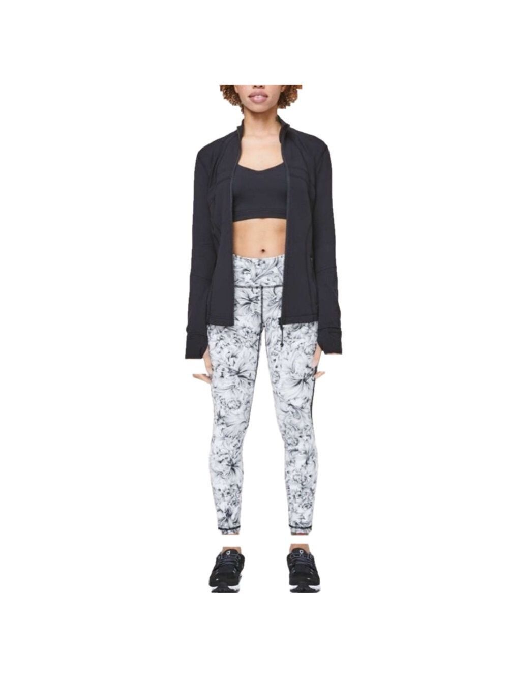 Lululemon Leggings Sz 6 Train Times 7/8 Pant Light Garden White Black Floral